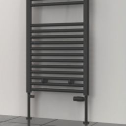 Reina Modal TRV 15mm x 15mm Black Straight & L/S Designer Thermostatic Radiator Valve & Lockshield