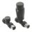 Reina Modal TRV 15mm x 15mm Black Straight & L/S Designer Thermostatic Radiator Valve & Lockshield