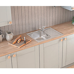 Clearwater OKIO 1 Bowl Stainless Steel Kitchen Sink & Drainer  650mm x 500mm
