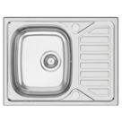 Clearwater OKIO 1 Bowl Stainless Steel Kitchen Sink & Drainer Polished/Satin 650mm x 500mm