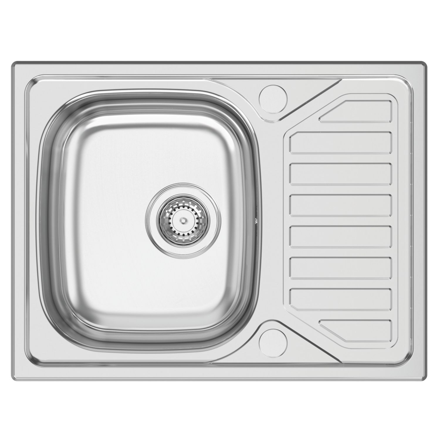 Clearwater OKIO 1 Bowl Stainless Steel Kitchen Sink & Drainer Polished/Satin 650mm x 500mm (177FJ)