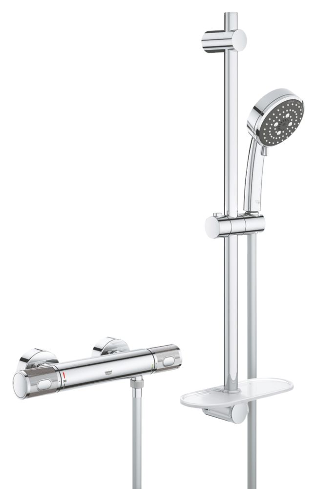 Grohe Precision Feel HP Rear-Fed Exposed Chrome Thermostatic Bar Mixer Shower