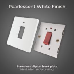 British General Evolve 45A 1-Gang 2-Pole Cooker Switch Pearlescent White with LED with White Inserts