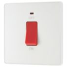 British General Evolve 45A 1-Gang 2-Pole Cooker Switch Pearlescent White with LED with White Inserts