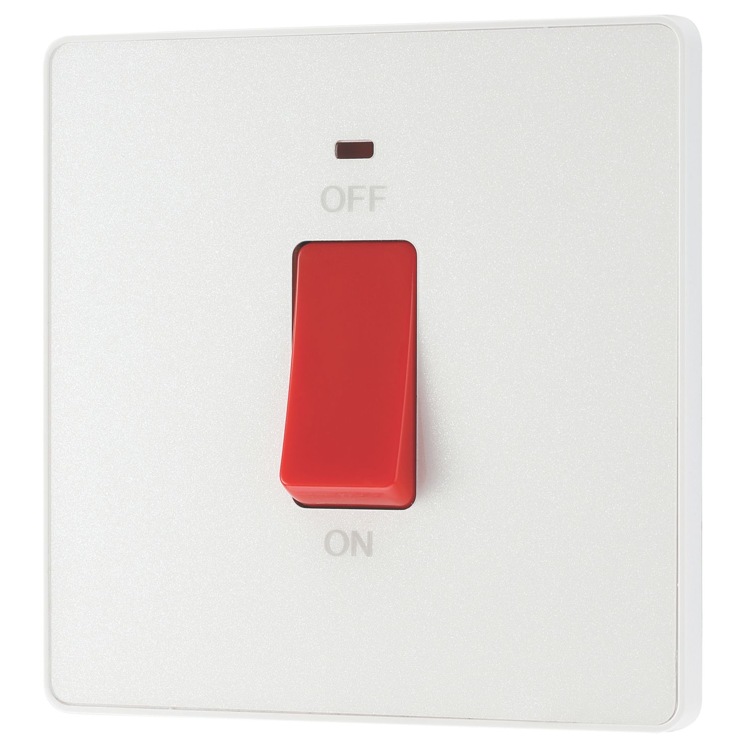 British General Evolve 45A 1-Gang 2-Pole Cooker Switch Pearlescent White with LED with White Inserts (177PY)
