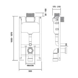 Support Frame and Cistern for Wall-Hung Toilet 1000mm - 1200mm