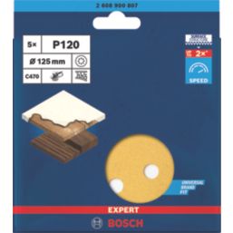 Bosch Expert C470  120 Grit 8-Hole Punched Multi-Material Sanding Discs 125mm 5 Pack