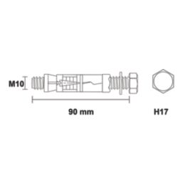 Easyfix Bolt Head Shield Anchors M10 x 90mm 5 Pack