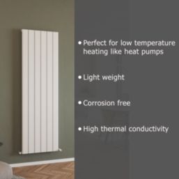 Azur Horizon 1800mm x 565mm 4214BTU White Vertical Aluminium Radiator