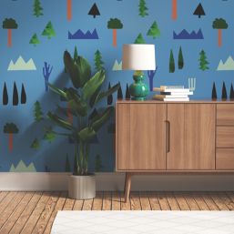 LickPro Blue Trees 02 Wallpaper Roll 70cm x 10m