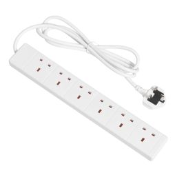Essentials 13A 6-Gang Unswitched  Extension Lead White 2m