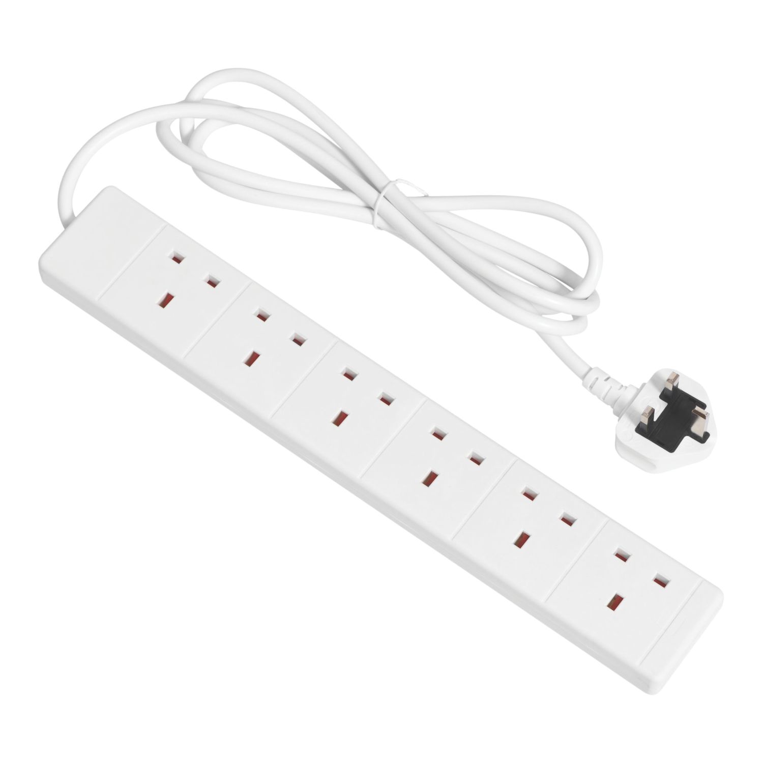 Essentials 13A 6-Gang Unswitched Extension Lead White 2m (179AH)