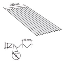Radmat Building Materials  Corrugated PVC Roofing Sheets Clear 3000mm x 0.8mm x 950mm 5 Pack