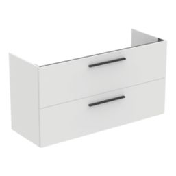Ideal Standard i.life A Wall-Hung Vanity Unit with Black Handles & Basin Matt White 1200mm x 440mm x 630mm