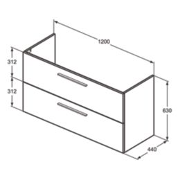 Ideal Standard i.life A Wall-Hung Vanity Unit with Black Handles & Basin Matt White 1200mm x 440mm x 630mm