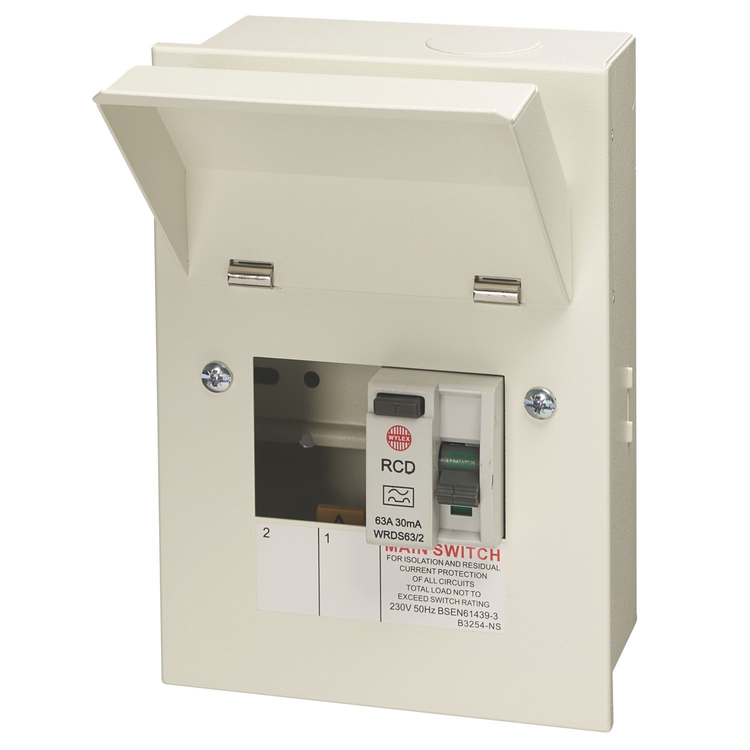 Wylex 4-Module 2-Way Part-Populated RCD Incomer Consumer Unit (179JK)
