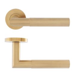 Eclipse Ultimate Revolve Fire Rated Lever On Rose Door Handle Pair Satin Brass 1 Pair