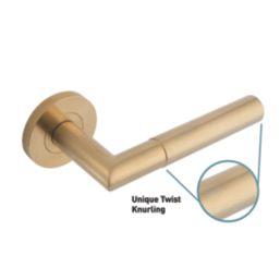 Eclipse Ultimate Revolve Fire Rated Lever On Rose Door Handle Pair Satin Brass 1 Pair