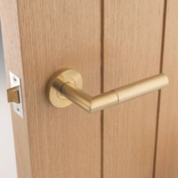 Eclipse Ultimate Revolve Fire Rated Lever On Rose Door Handle Pair Satin Brass 1 Pair