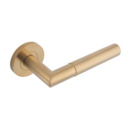 Eclipse Ultimate Revolve Fire Rated Lever On Rose Door Handle Pair Satin Brass 1 Pair