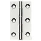 Polished Chrome  Solid Drawn Butt Hinges 51mm x 29mm 2 Pack