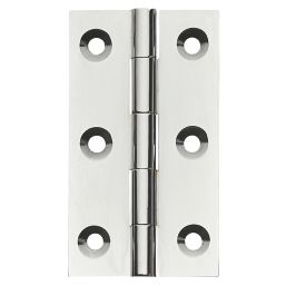 Polished Chrome  Solid Drawn Butt Hinges 51mm x 29mm 2 Pack