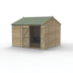 Forest Beckwood 9' 6" x 10' (Nominal) Reverse Apex Shiplap Timber Shed with Base