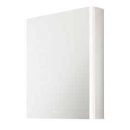 Light Tech Mirrors Boston 1-Door Illuminated Mirror Cabinet With 1300lm LED Light Black Matt 550mm x 130mm x 700mm + 2A 1-Outlet Type A USB Charger