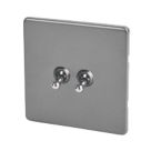 Varilight  10AX 2-Gang 2-Way Toggle Switch  Slate Grey