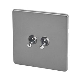 Varilight  10AX 2-Gang 2-Way Toggle Switch  Slate Grey