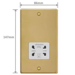 Varilight  1-Gang Dual Voltage Shaver Socket 115V Polished Brass with White Inserts