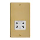 Varilight  1-Gang Dual Voltage Shaver Socket 115V Polished Brass with White Inserts