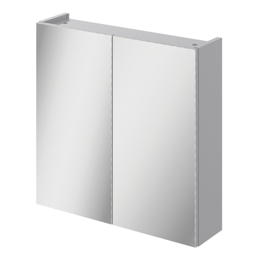 Veleka Double Mirror Cabinet Grey Gloss 550mm x 145mm x 540mm - Screwfix
