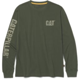 CAT Trademark Banner Long Sleeve T-Shirt Green 3X Large 50-53" Chest