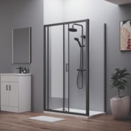 ETAL  Framed Rectangular Sliding Door Shower Enclosure & Tray  Matt Black 1390mm x 690mm x 1940mm