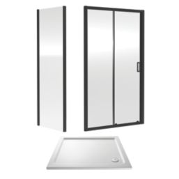 ETAL  Framed Rectangular Sliding Door Shower Enclosure & Tray  Matt Black 1390mm x 690mm x 1940mm