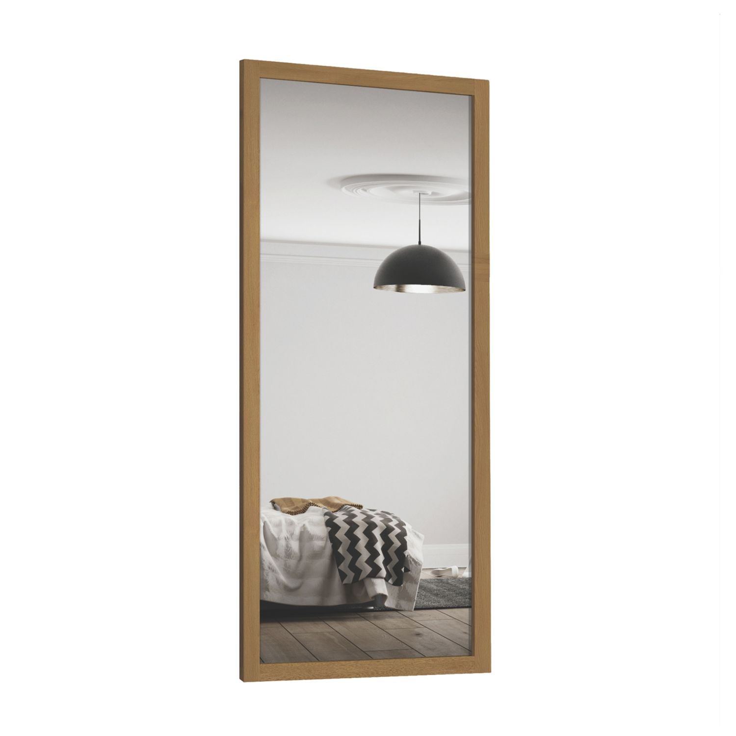 Spacepro Shaker 1-Door Sliding Wardrobe Door Oak Frame Mirror Panel 610mm x 2260mm (1819V)