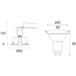 4lite  Fixed  Fire Rated LED Smart Downlights White 5W 440lm 2 Pack