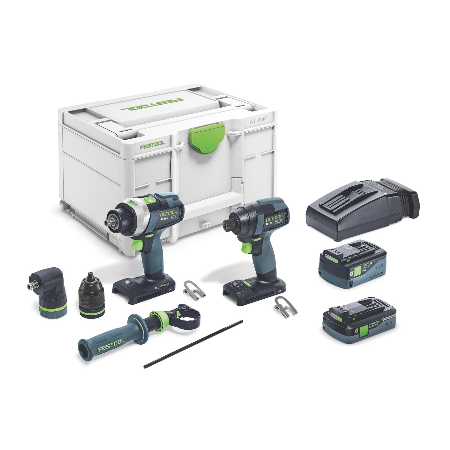 Festool TID 18-Set TPC 18/4 18V 2 x 4.0 / 5.0Ah Li-Ion Airstream Brushless Cordless Twin Pack (181HN)