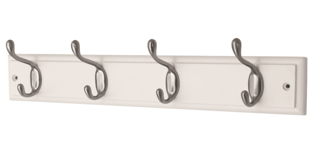 Smith & Locke Hook Rail White/Satin Nickel 455mm x 90mm - Screwfix