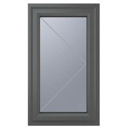 Crystal  Right-Hand Opening Obscure Triple-Glazed Casement Anthracite on White uPVC Window 610mm x 1115mm