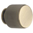Elite Knobs & Handles Kensington Knurled Cabinet Knob Antique Brass 25mm