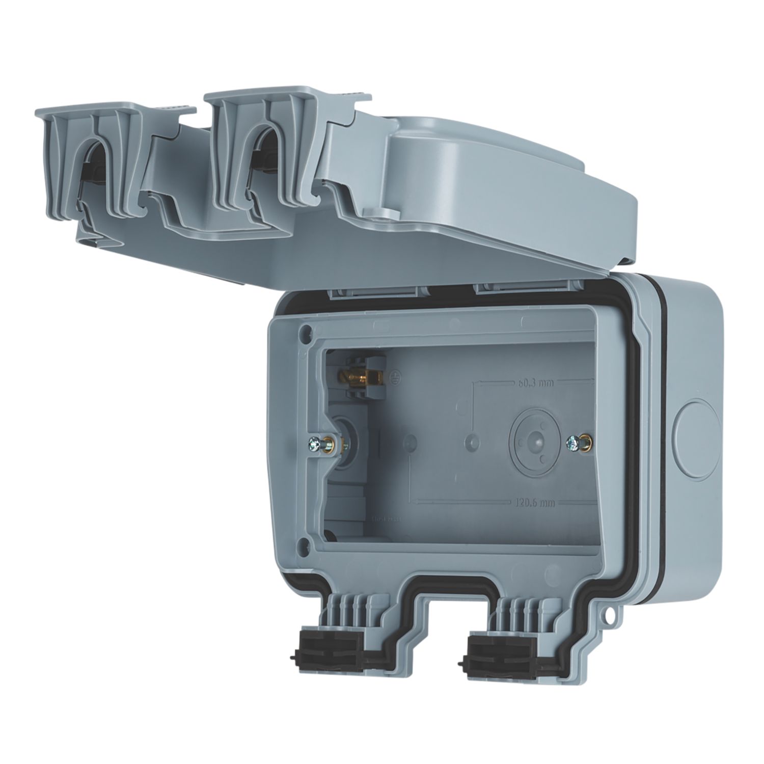 Contactum IP66 Weatherproof Outdoor 2-Gang Enclosure 174mm x 86mm x 155mm (181RP)