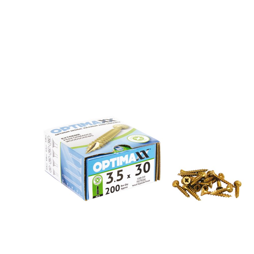 Optimaxx PZ Countersunk Wood Screws 3.5mm x 30mm 200 Pack Screwfix