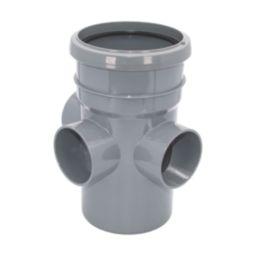 FloPlast  Push-Fit 3-Boss Single Socket Pipe Grey 110mm