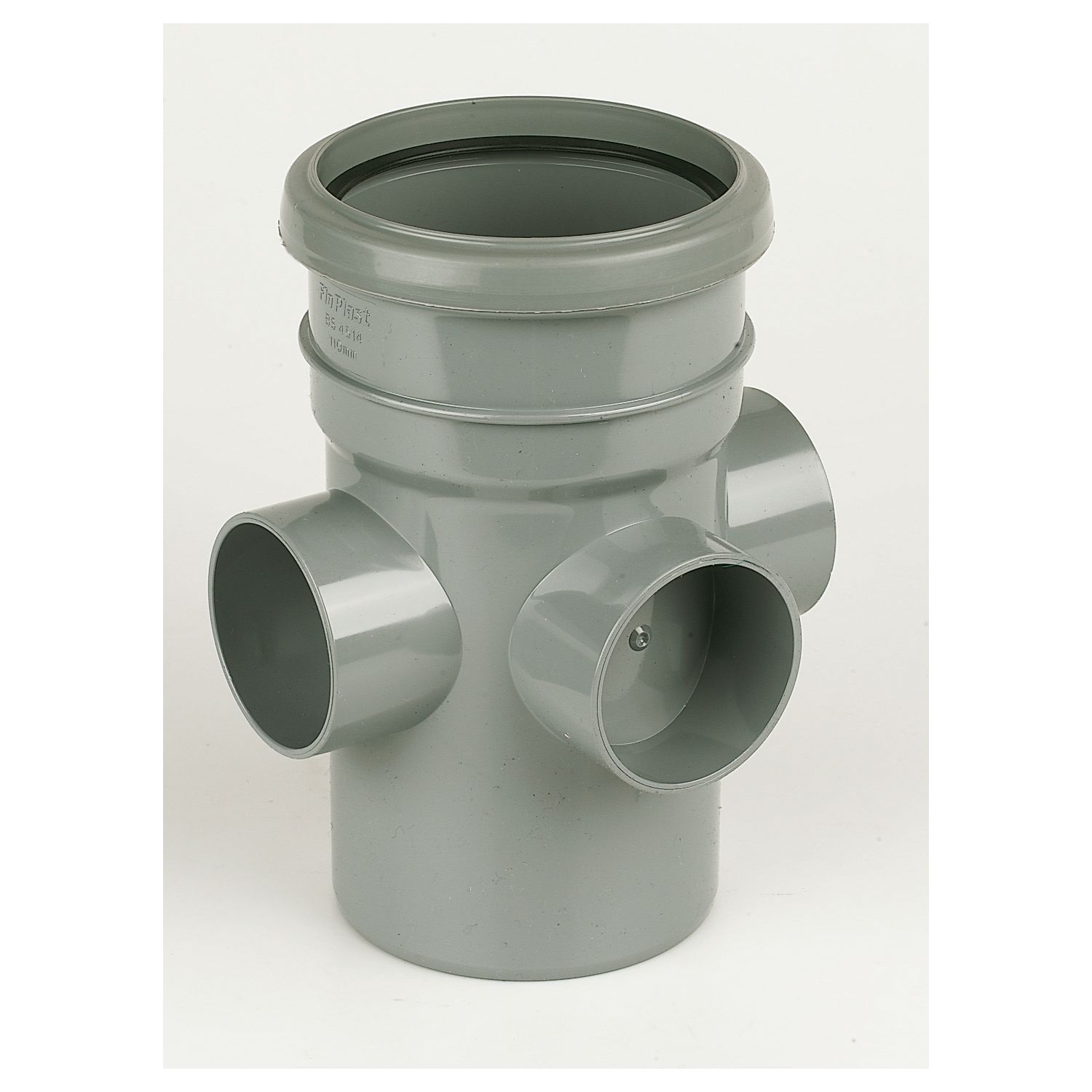 FloPlast Push-Fit 3-Boss Single Socket Pipe Grey 110mm (18246)