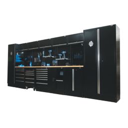 Bunker  Black 25 Piece Modular Storage Set with Hardwood Worktop