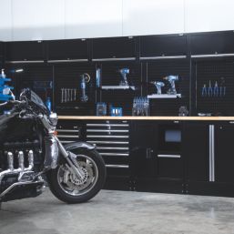 Bunker  Black 25 Piece Modular Storage Set with Hardwood Worktop