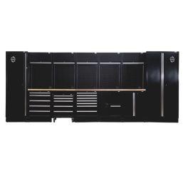 Bunker  Black 25 Piece Modular Storage Set with Hardwood Worktop