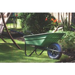 Walsall The Shire Pneumatic Wheels Wheelbarrow Green 90Ltr